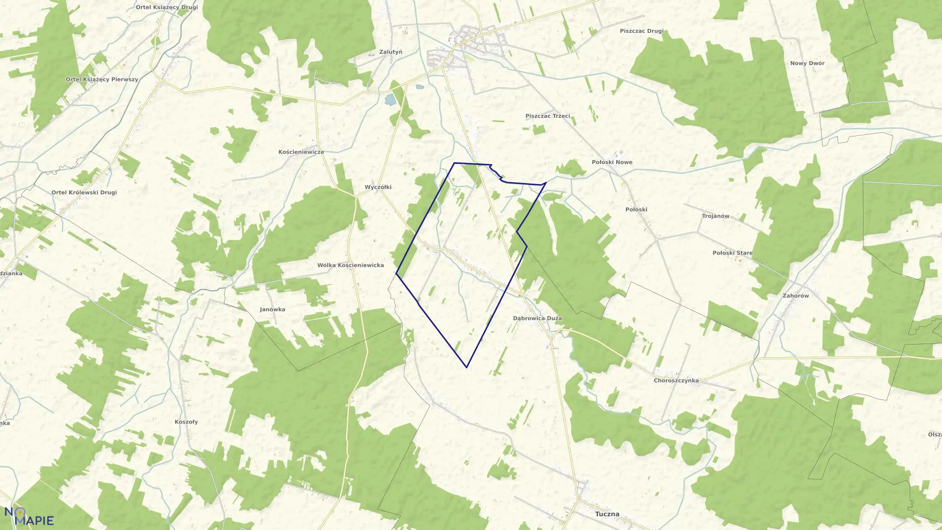 Mapa obrębu DĄBROWICA MAŁA gmina Piszczac