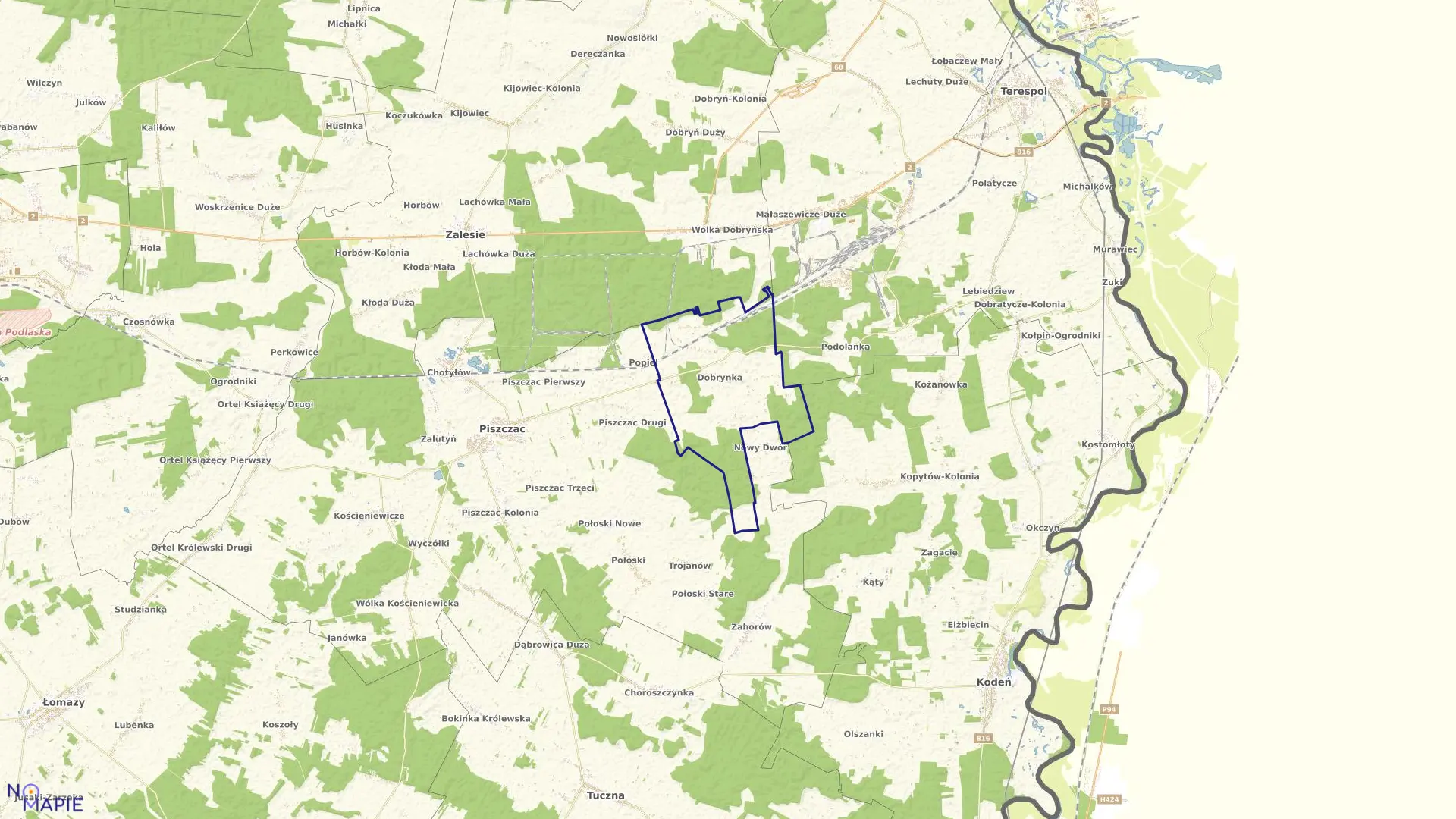 Mapa obrębu DOBRYNKA gmina Piszczac