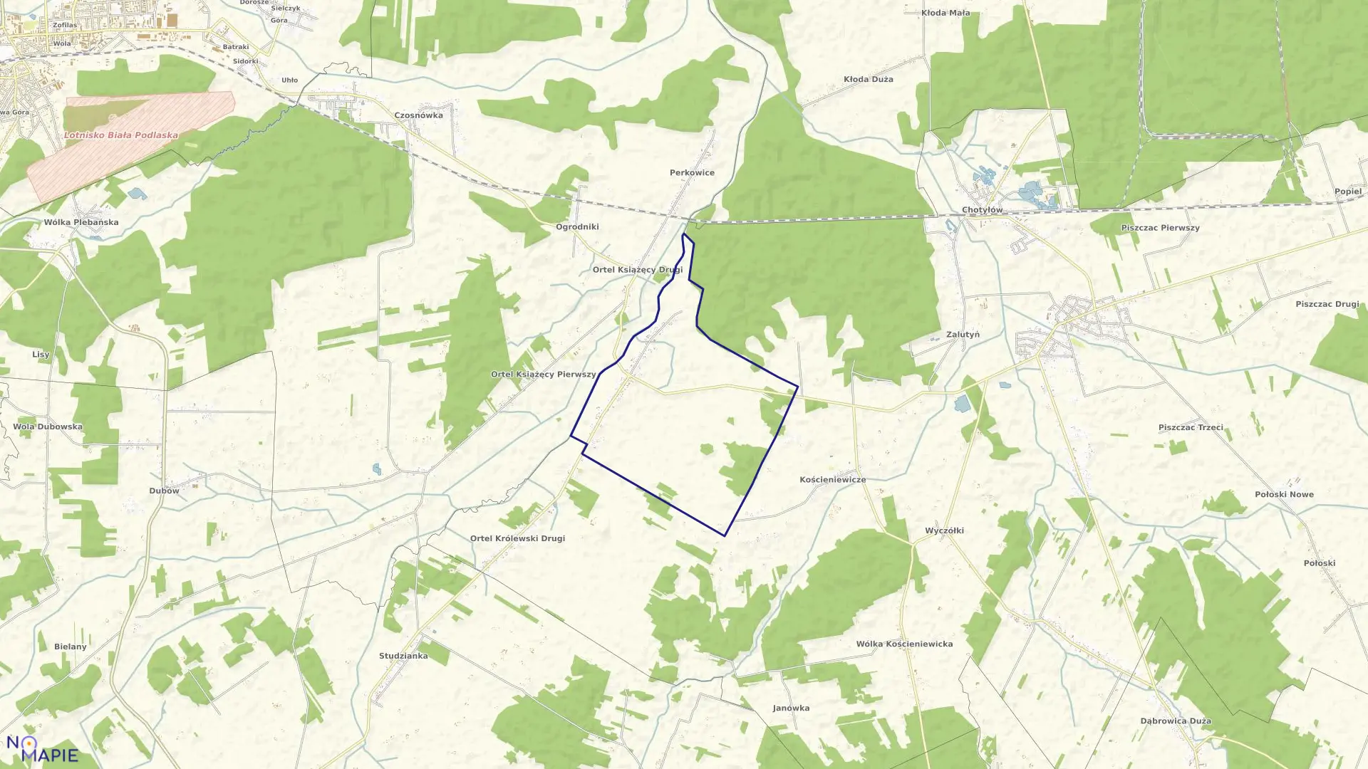 Mapa obrębu ORTEL KRÓLEWSKI I gmina Piszczac