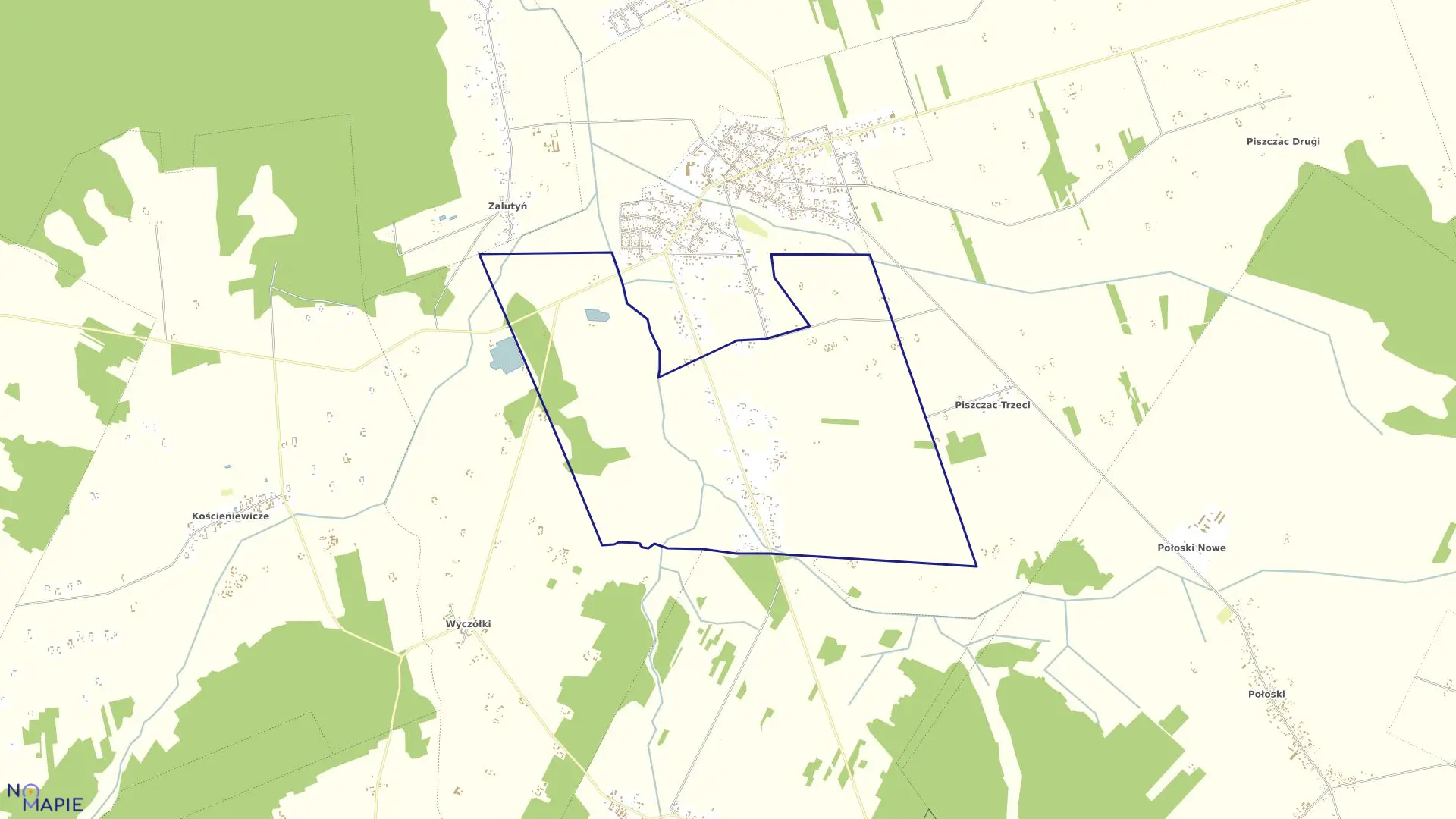 Mapa obrębu PISZCZAC KOLONIA gmina Piszczac