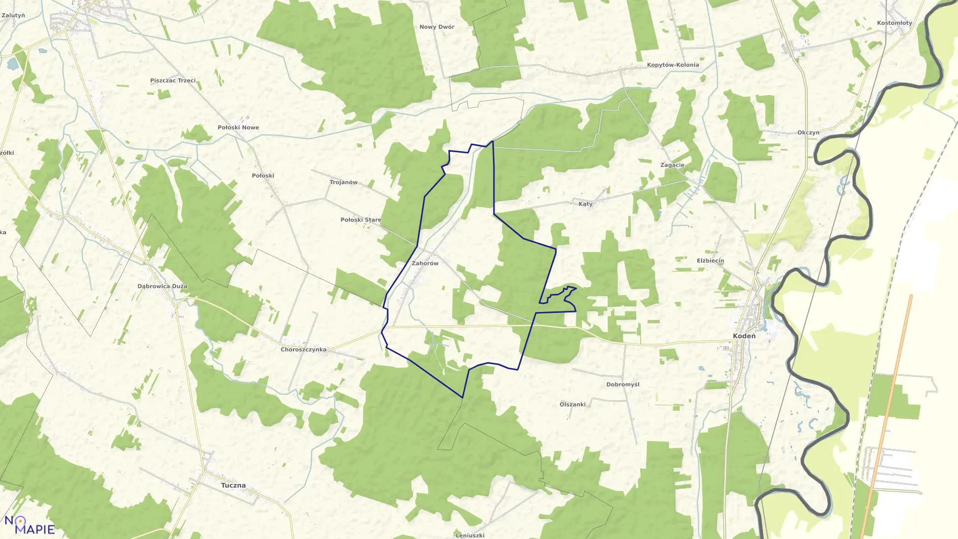 Mapa obrębu ZAHORÓW gmina Piszczac